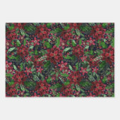 Elegant Navy Burgundy kerstFloral Waterverf Inpakpapier Vel (Voorkant 3)