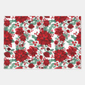 Elegant Navy Burgundy kerstFloral Waterverf Inpakpapier Vel (Voorkant 2)