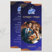 Elegant Navy & Burnt Sinaasappel | Foto bruiloft Menu (Voorkant / Achterkant)