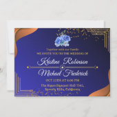 Elegant Navy & Burnt Sinaasappel | Foto De datum o Kaart (Achterkant)