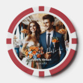 Elegant Navy & Burnt Sinaasappel | Foto De datum o Poker Chips (Voorkant)