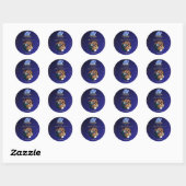 Elegant Navy & Burnt Sinaasappel | Foto Welkom Ronde Sticker (Vel)