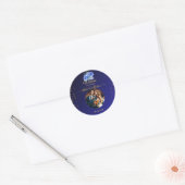 Elegant Navy & Burnt Sinaasappel | Foto Welkom Ronde Sticker (Envelop)