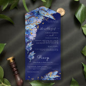 Elegant Navy Butterflies Wedding All In One Uitnodiging