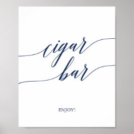 Elegant Navy Calligraphy Cigar Bar Sign Poster