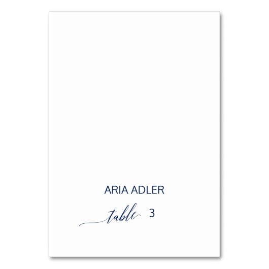 Elegant Navy Calligraphy Escort Place Cards Kaart (Voorkant)