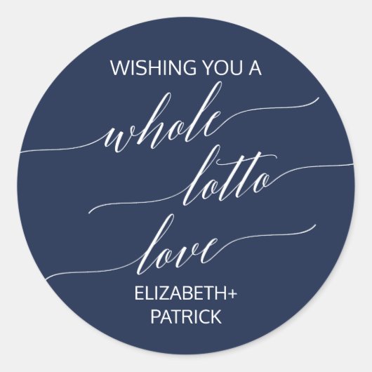 Elegant Navy Calligraphy Lottery Ticket Favor Ronde Sticker (Voorkant)