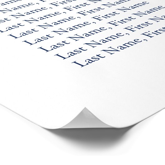 Elegant Navy Calligraphy Seating Chart Poster (Hoek)