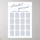 Elegant Navy Calligraphy Seating Chart Poster (Voorkant)