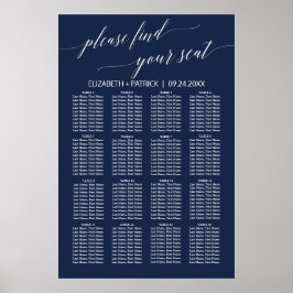 Elegant Navy Calligraphy Seating Chart Poster