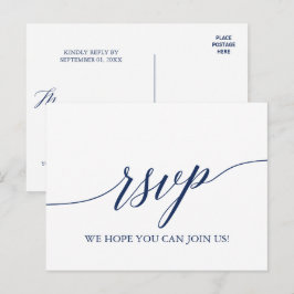Elegant Navy Calligraphy Song Request RSVP Uitnodiging Briefkaart