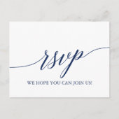 Elegant Navy Calligraphy Song Request RSVP Uitnodiging Briefkaart (Voorkant)