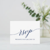 Elegant Navy Calligraphy Song Request RSVP Uitnodiging Briefkaart (Staand voorkant)
