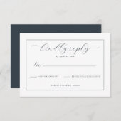Elegant Navy Calligraphy Template RSVP Kaartje (Voorkant / Achterkant)