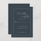 Elegant Navy Calligraphy Template RSVP Kaartje (Voorkant / Achterkant)
