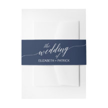 Elegant Navy Calligraphy Wedding Belly Band