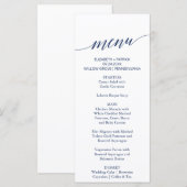 Elegant Navy Calligraphy Wedding Dinner Menu Kaart (Voorkant / Achterkant)