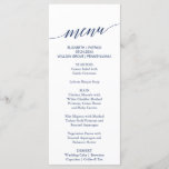 Elegant Navy Calligraphy Wedding Dinner Menu Kaart<br><div class="desc">Deze elegante kalligrafiemetenkaart is perfect voor een eenvoudige bruiloft. Het neutrale ontwerp is voorzien van een minimalistische kaart die is voorzien van romantische en grillige typografie. Dit menu kan voor een trouwreceptie,  een repetitief diner,  of om het even welke gebeurtenis worden gebruikt.</div>