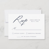 Elegant Navy Calligraphy Wedding RSVP Kaartje (Voorkant)
