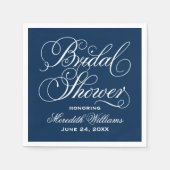 Elegant Navy Calligraphy Wedding Vrijgezellenfeest Servetten (Voorkant)