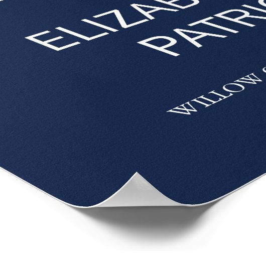 Elegant Navy Calligraphy Wedding Welcome Poster (Hoek)