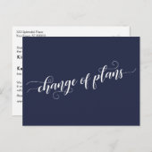 Elegant Navy Change of Plans Postponed Wedding Briefkaart (Voorkant / Achterkant)