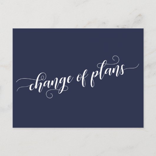 Elegant Navy Change of Plans Postponed Wedding Briefkaart (Voorkant)