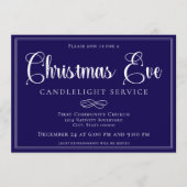 Elegant Navy Christmas Eve Candlelight Service Kaart (Voorkant)