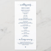 Elegant Navy Classy Script, huwelijksceremonie Programmakaart (Achterkant)