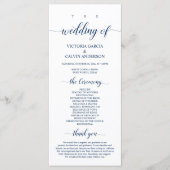 Elegant Navy Classy Script, huwelijksceremonie Programmakaart (Voorkant)