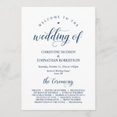 Elegant Navy Classy Script, huwelijksceremonie Programmakaart (Voorkant)