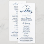 Elegant Navy Classy Script, huwelijksceremonie Programmakaart (Voorkant / Achterkant)