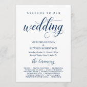 Elegant Navy Classy Script, huwelijksceremonie Programmakaart (Voorkant)