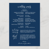 Elegant Navy Classy Script, Wedding Ceremony Progr Programmakaart (Achterkant)