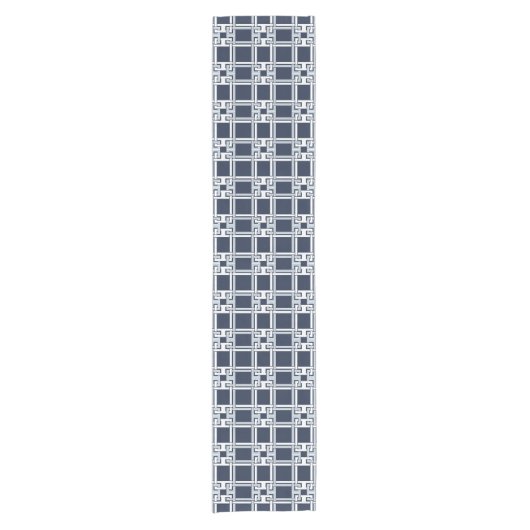 Elegant Navy Coastal Greek Key Pattern Korte Tafelloper (Voorkant)