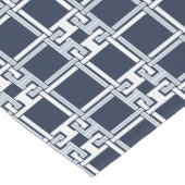 Elegant Navy Coastal Greek Key Pattern Korte Tafelloper (Hoek)