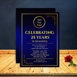 Elegant Navy Corporate Jubileum Invitation Kaart