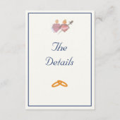 Elegant Navy & Cream Two Hearts Catholic Wedding  Informatiekaartje (Voorkant)