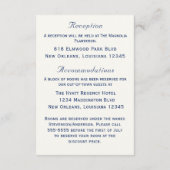 Elegant Navy & Cream Two Hearts Catholic Wedding  Informatiekaartje (Achterkant)
