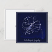 Elegant Navy Dark Blue & White Lily Sympathcard (Voorkant / Achterkant)