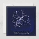 Elegant Navy Dark Blue & White Lily Sympathcard (Voorkant)