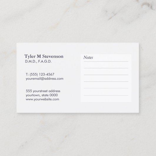 Elegant Navy Dentist Kantoor Appointinder Afsprakenkaartje (Achterkant)