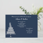 ELEGANT NAVY DIAMOND SET WEDING KAART (Staand voorkant)