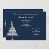 ELEGANT NAVY DIAMOND SET WEDING KAART (Voorkant / Achterkant)