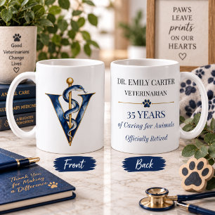 Elegant Navy Dierenarts Pensioencadeau Koffiemok