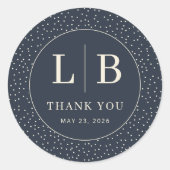 Elegant Navy Dot Circle Ronde Sticker (Voorkant)