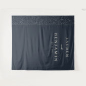 Elegant Navy Dotted Line Wandkleed (Voorkant (horizontaal))