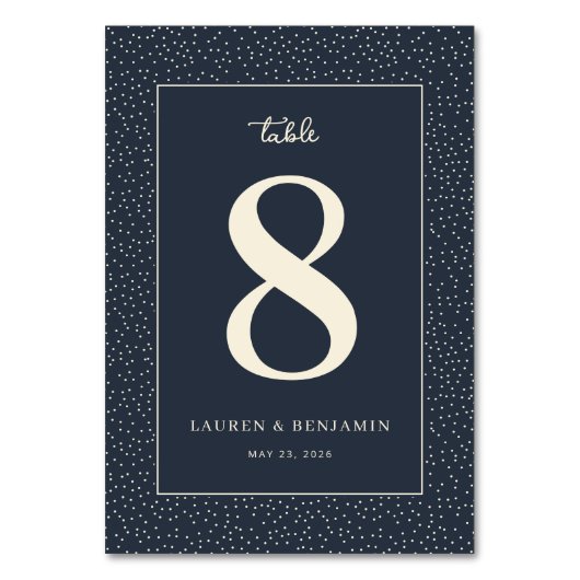 Elegant Navy Dotted Number Kaart (Voorkant)
