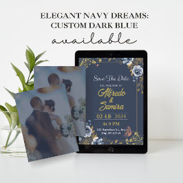 Elegant Navy Dreams: Custom Dark Blue With Photo  Kaart