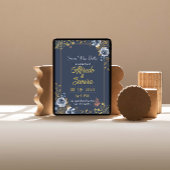 Elegant Navy Dreams: Custom Dark Blue With Photo Kaart